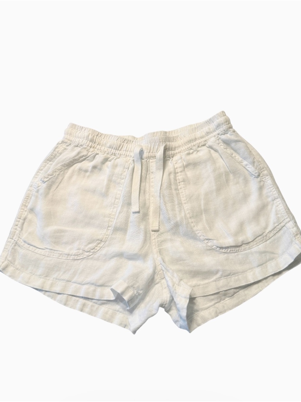 Quince White 100% European Linen Shorts Elastic Drawstring Pocket Size Small EUC - Picture 5 of 13